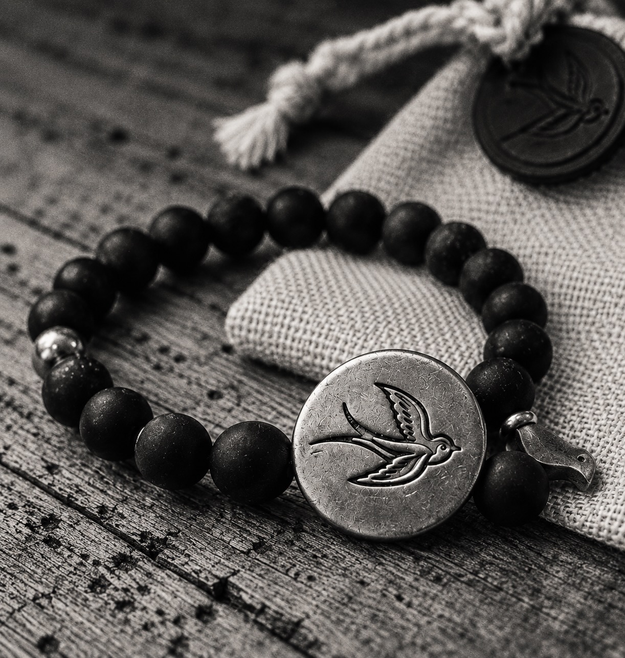 The pocket sparrow, the bracelet, and the bag